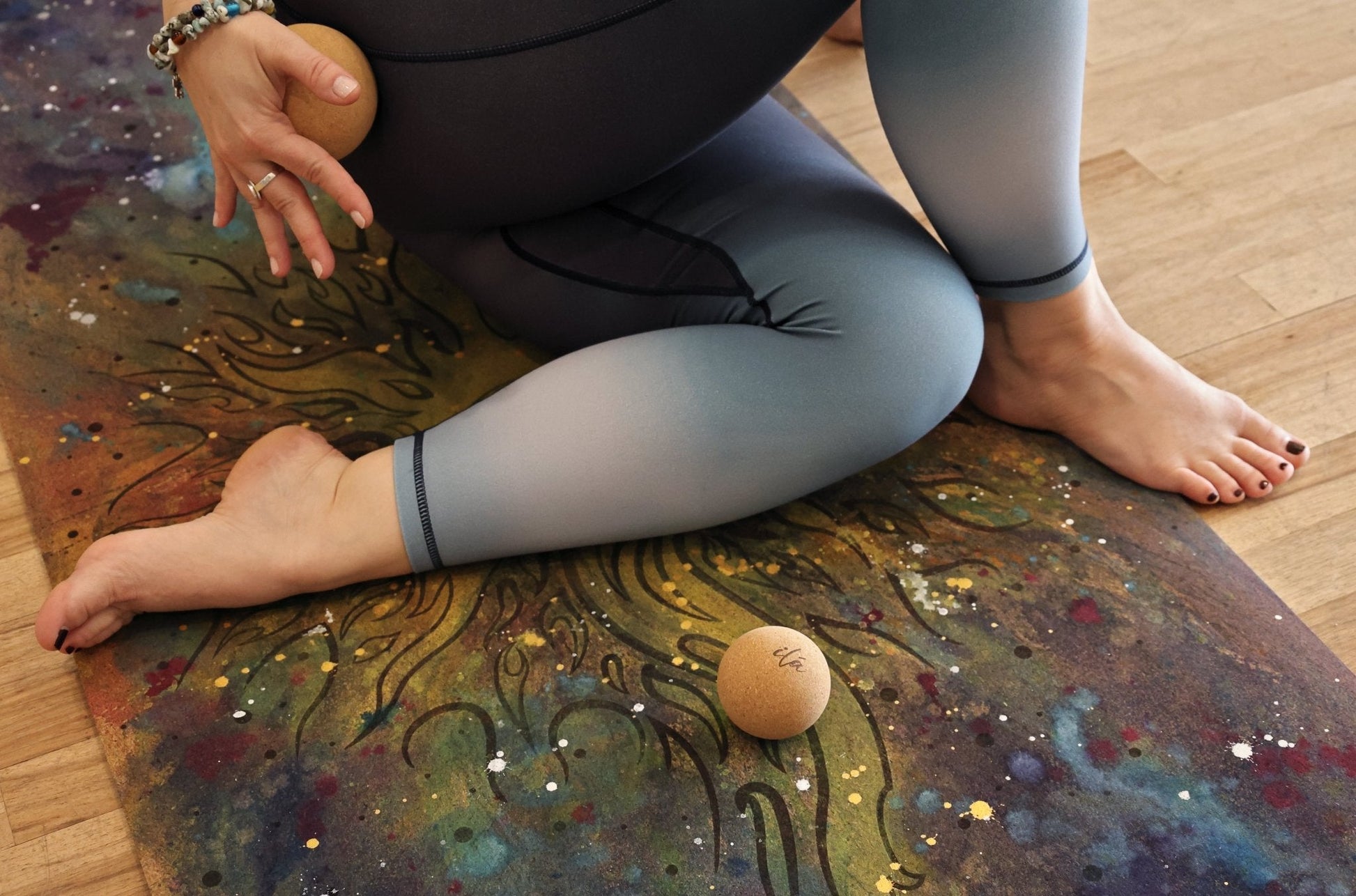 Celestial Cork Yoga Mat - Yoga Mat - Hand Painted - ilāSTRATE™ - 